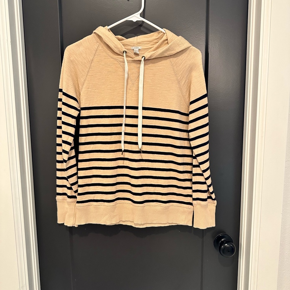 J. Crew Tan and Black Striped Men's Hoodie